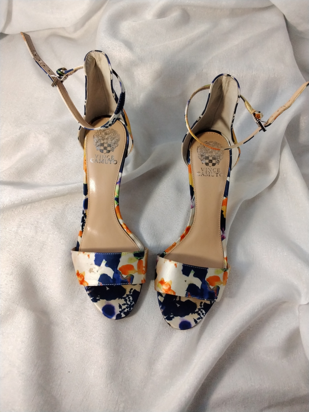Vince Camuto Floral Ankle Strap Sandals - Multicolor